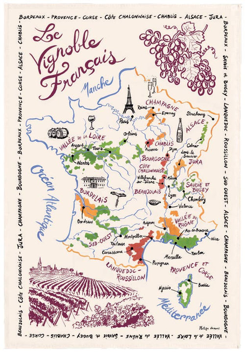 La Carte Des Vins De France Tea Towel