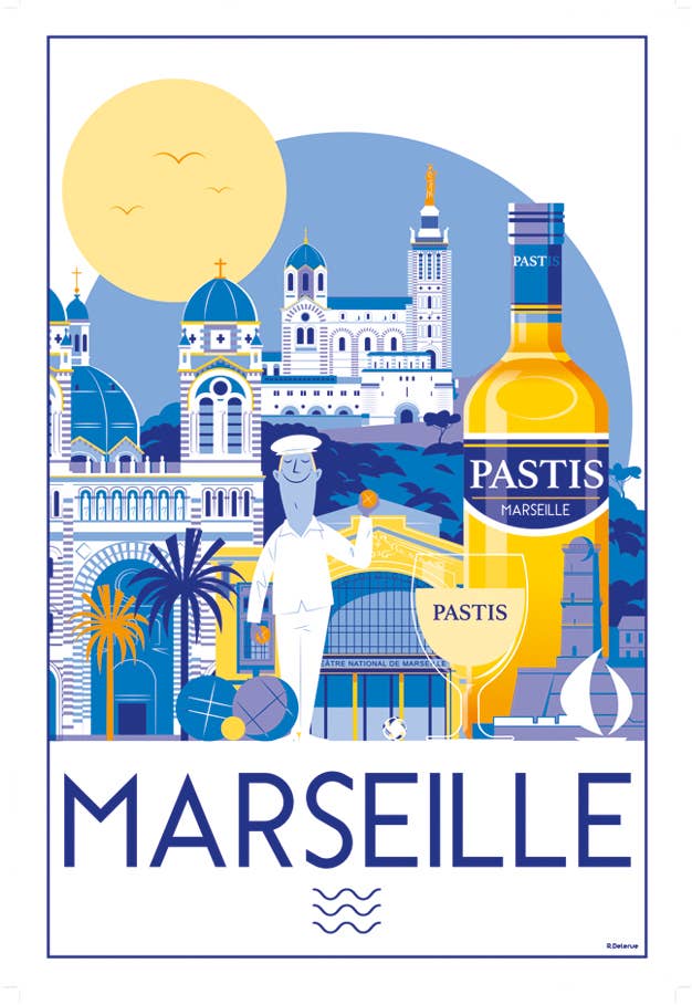 Marseille White Tea Towel