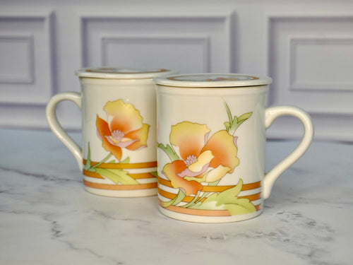 Vintage Lidded Flower Mug
