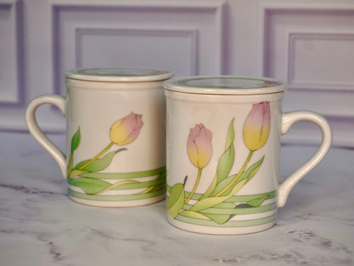 Vintage Lidded Flower Mug