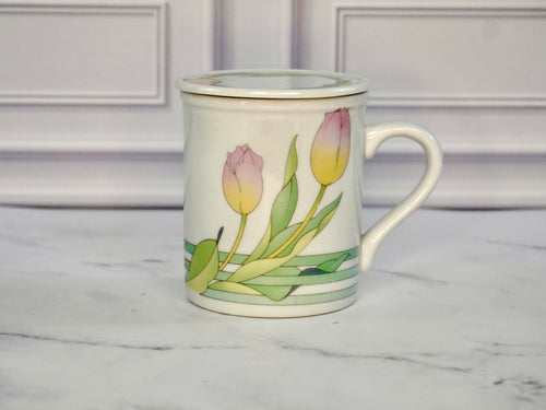 Vintage Lidded Flower Mug