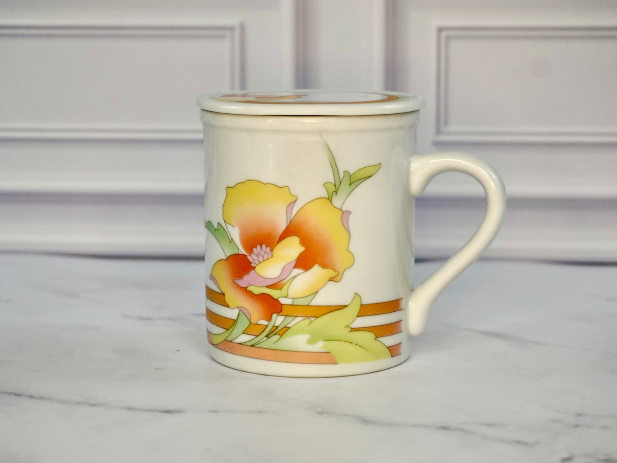 Vintage Lidded Flower Mug