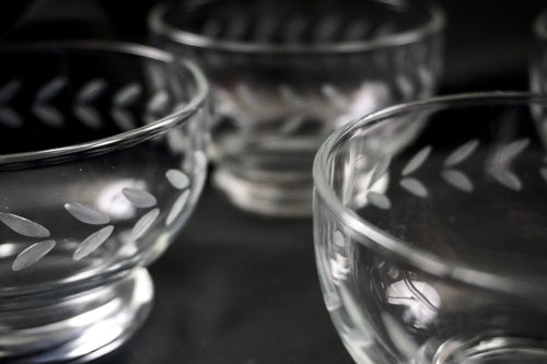 Anchor Hocking Laurel Gray Cut Small Dessert Bowls