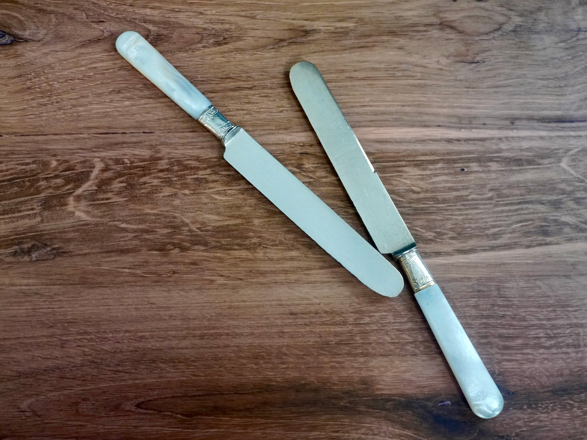 Sterling Silver Mother of Pearl Knife Pair - LFC