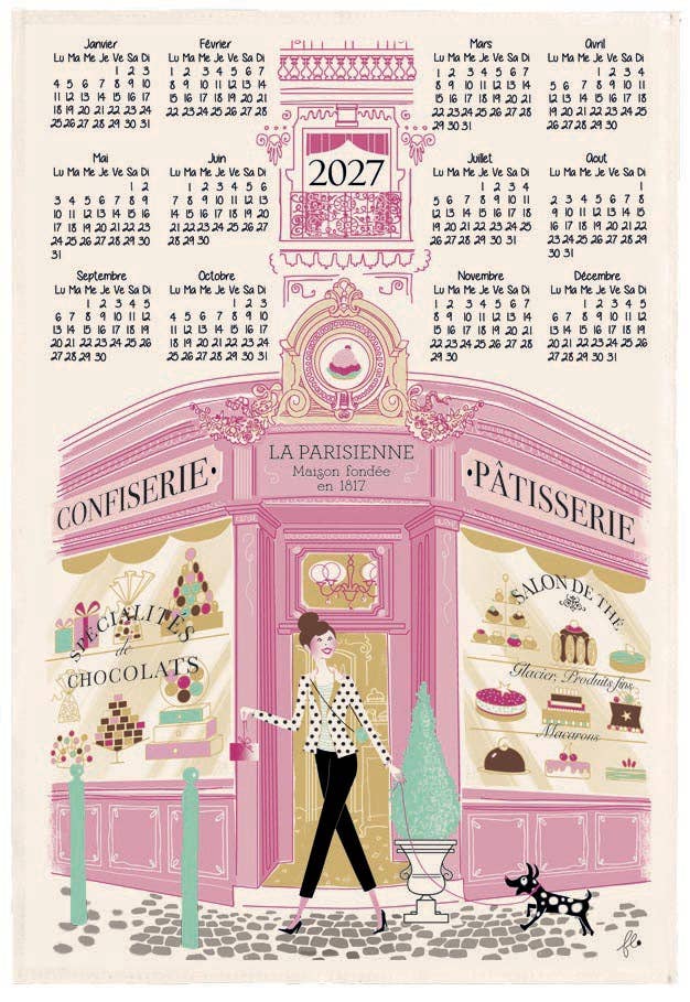 Patisserie Facade Tea Towel 2027 Calendar