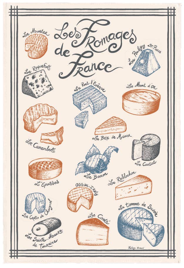 Les Fromages de France Tea Towel